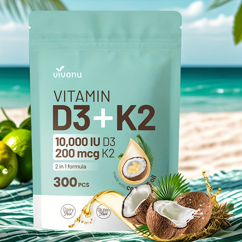 Vitamin D3 K2 Softgels with Coconut Oil, 2-in-1 Premium Bone, Heart & Immune Support Formula for Women & Men — image 8