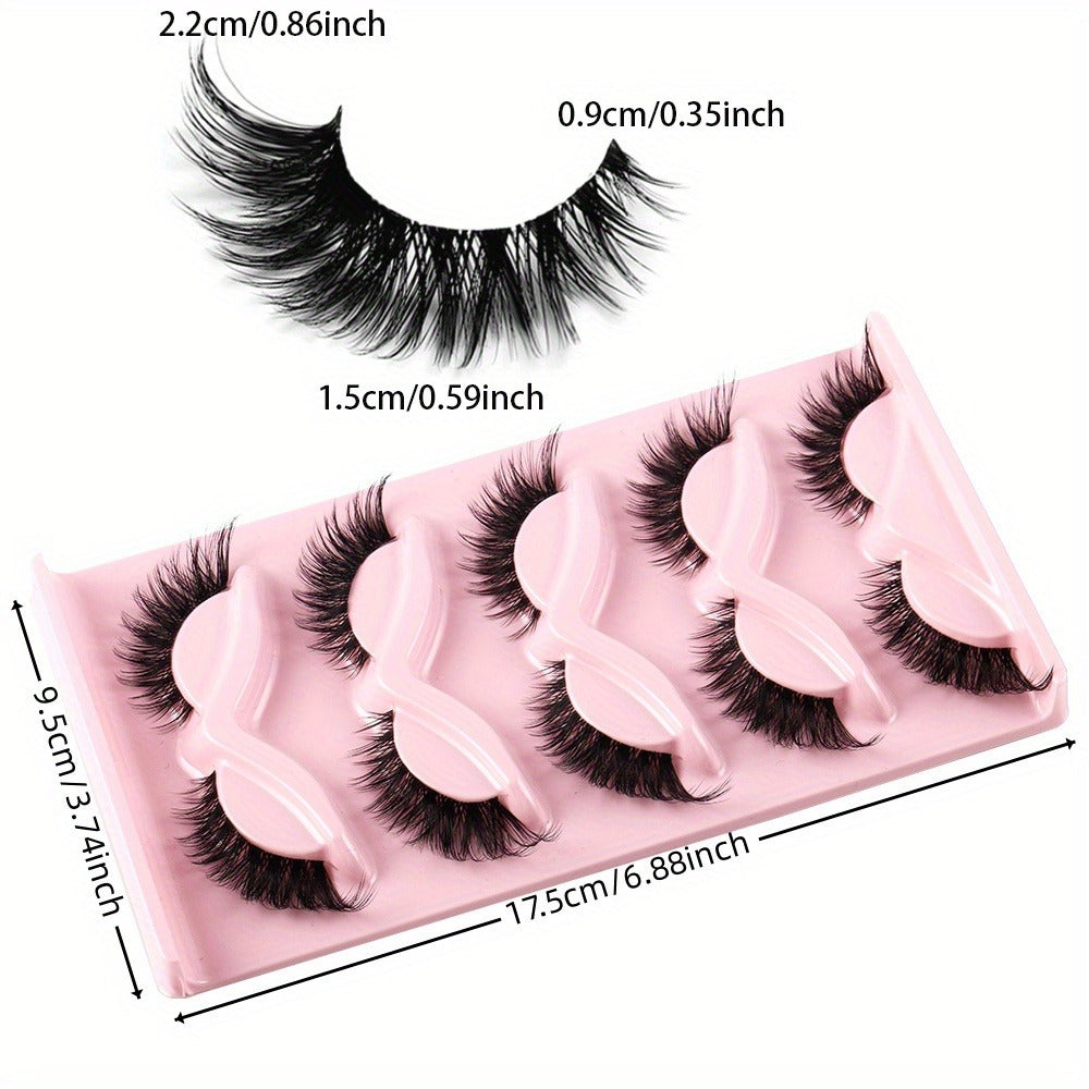 Cat-Eye False Eyelashes Set with 15 Pairs in Three Pink Storage Trays and Clear Lash Bands — image 6