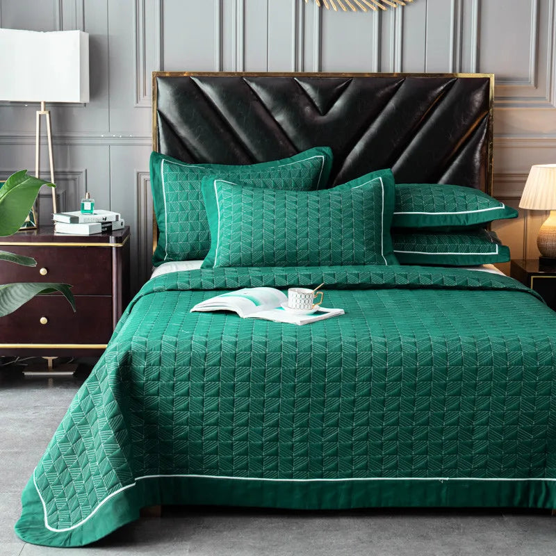 Quilted Padded Continental Bed Cover Three Piece Set