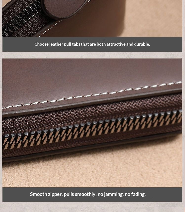 Slim Leather Men's Wallet Large Capacity Multi-Card Organizer Ultra-Thin