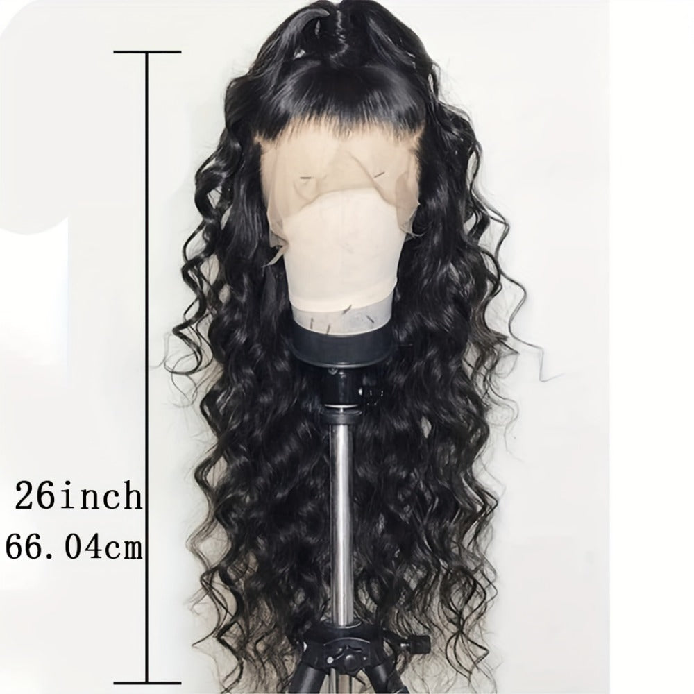 Synthetic Wig 13x4 Lace Front Loose Wave, 26-Inch Black Glueless Free-Part Style for Daily Glam — image 5
