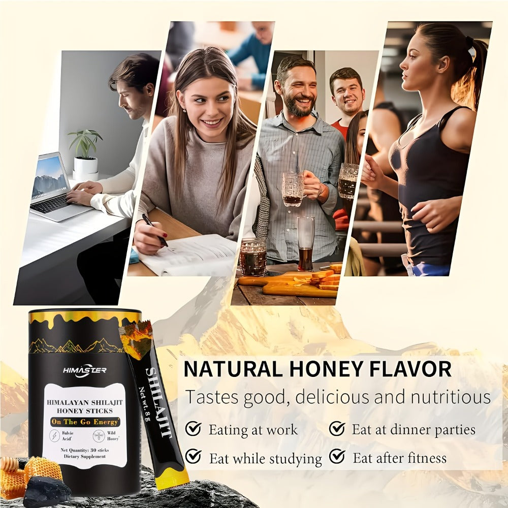 Herbal Supplements with HIMASTER Label, Shilajit Honey Saffron Sticks, 30 Sticks per Package — image 5