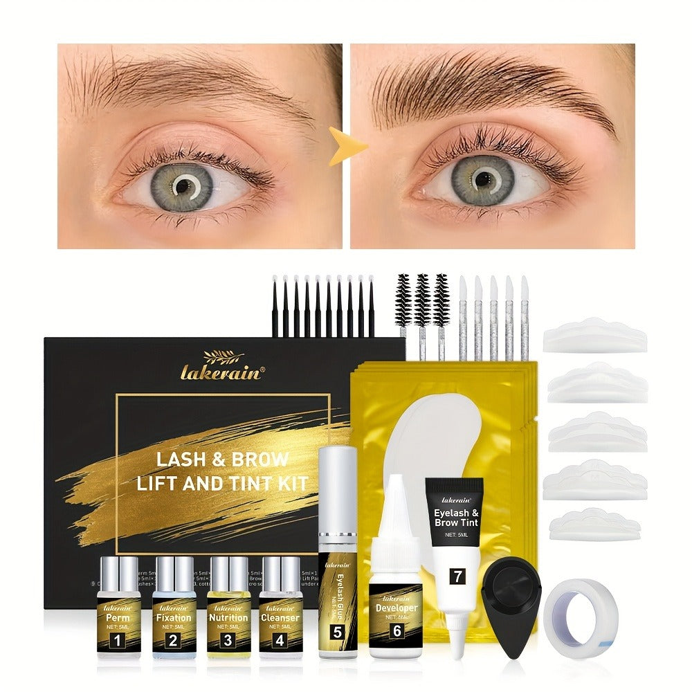 Lash Lift Kit & Brow Lamination Tint Set, 2-in-1 Eyelash Perm & Eyebrow Lamination with Black Brown Tint Dye — image 1