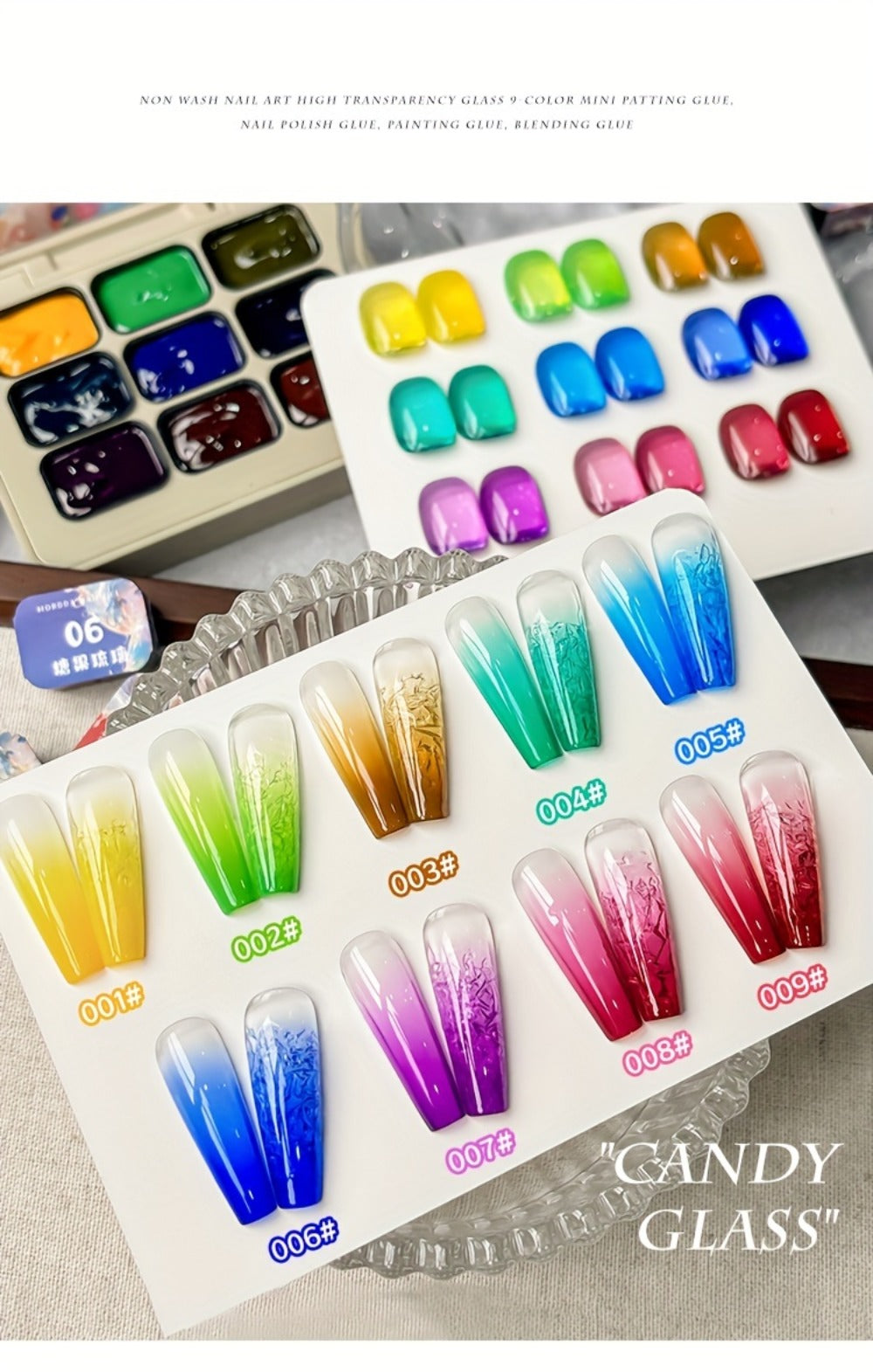 Gel Nail Polish 9-Color Candy-Glass Set with Translucent Gradient Finish and Fall-Winter Shade Palette for Nail Art — image 1