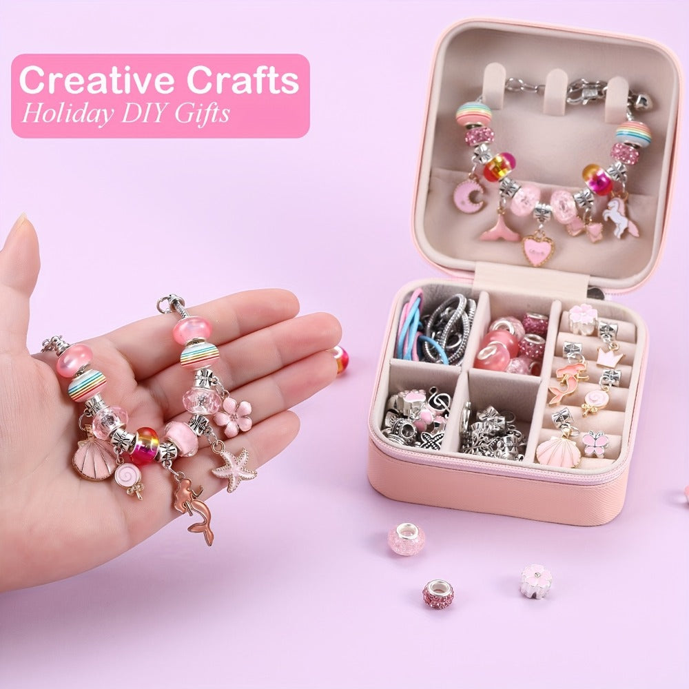 Bracelet Making Craft Kit with Portable Jewelry Box, Beads and Charms in Seven Color or Theme Options — image 9
