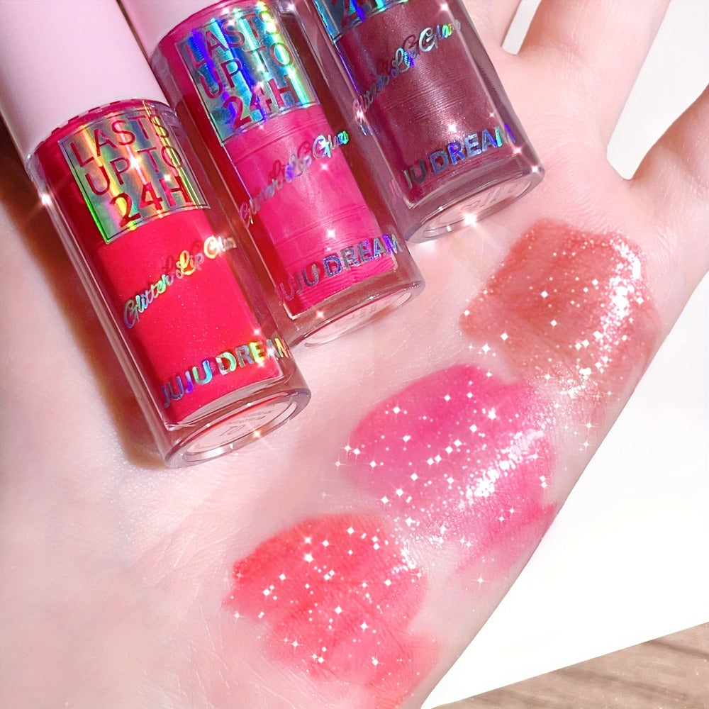 24H Waterproof Glitter Lip Gloss & Lip Stain Set 3PCS, Lip Oil Formula, for Makeup, Travel and Everyday Vanity Use — image 4
