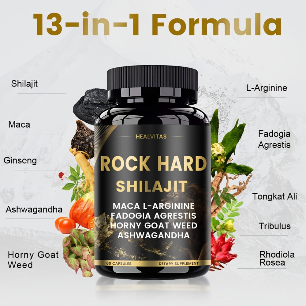 Shilajit Ashwagandha Capsules with Taurine, Ginseng & Turmeric, 5-in-1 Natural Energy, Mood, Nerve & Antioxidant Support — im
