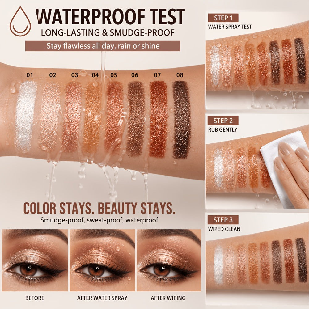 Waterproof Eyeshadow Stick Set 8 Piece, Shimmer, Pearlescent & Matte Eye Shadow Pencils, Creamy Blendable Formula — image 6