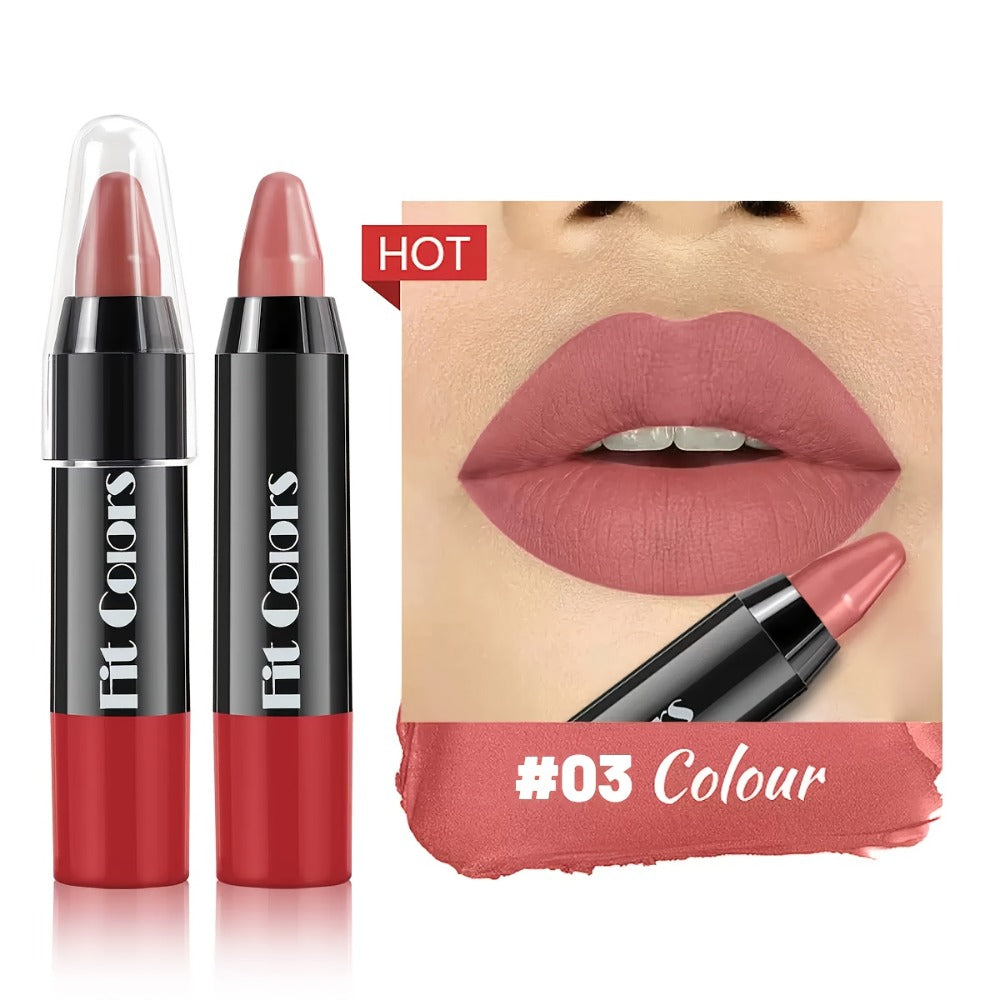 Squalane Crayon Lipstick Set 6 Pcs, Matte & Glossy Lip Pencil with Volumizing Formula, Easy Color Lip Liner for All Skin Type