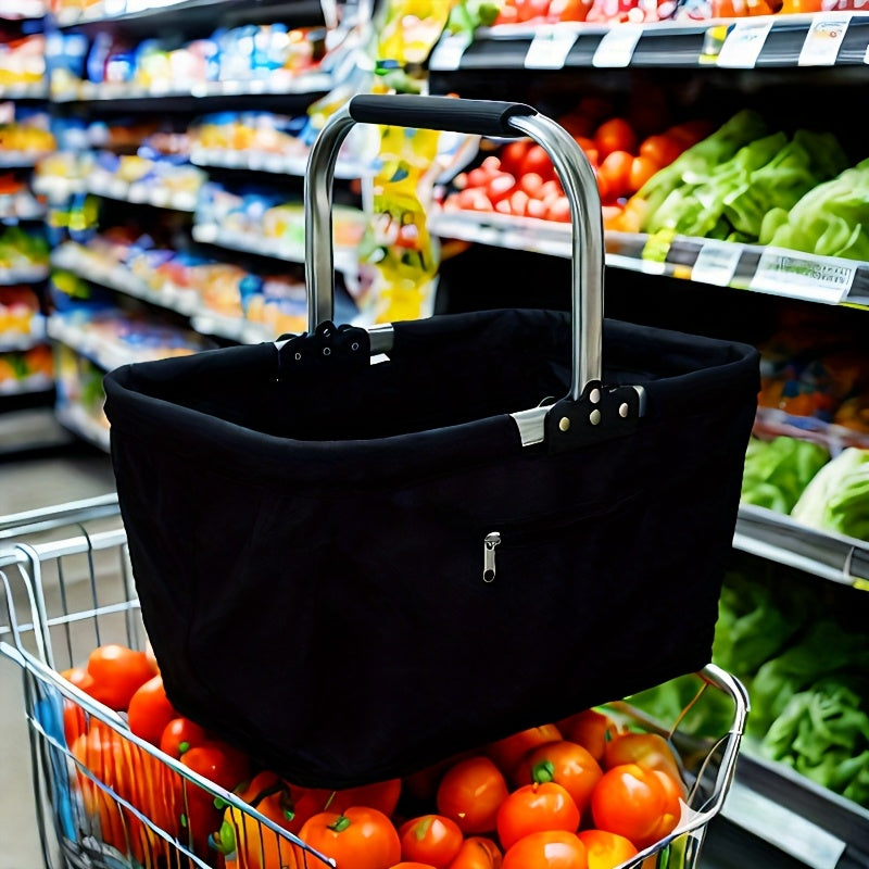 Foldable Insulated Picnic Tote Basket with Oxford Cloth Body, Aluminum Frame and Zippered Pocket — image 9