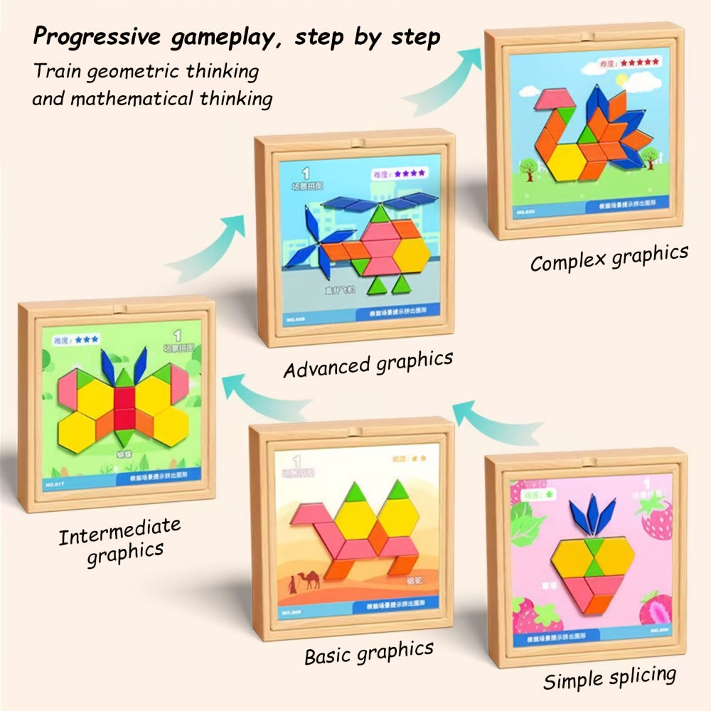 Magnetic Wooden Puzzle Board for Kids, 128/180/220/280 PCS Geometric Shape Recognition & Logical Thinking Toy — image 11