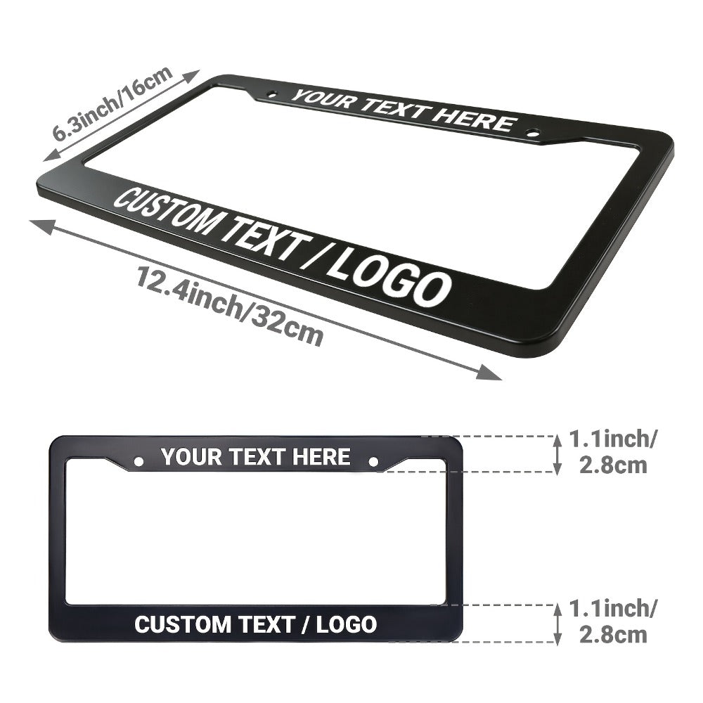 Custom License Plate Frame – 6 Font Styles, Heavy-Duty Weather-Resistant Car Tag Holder, Personalized Front & Rear License Pl