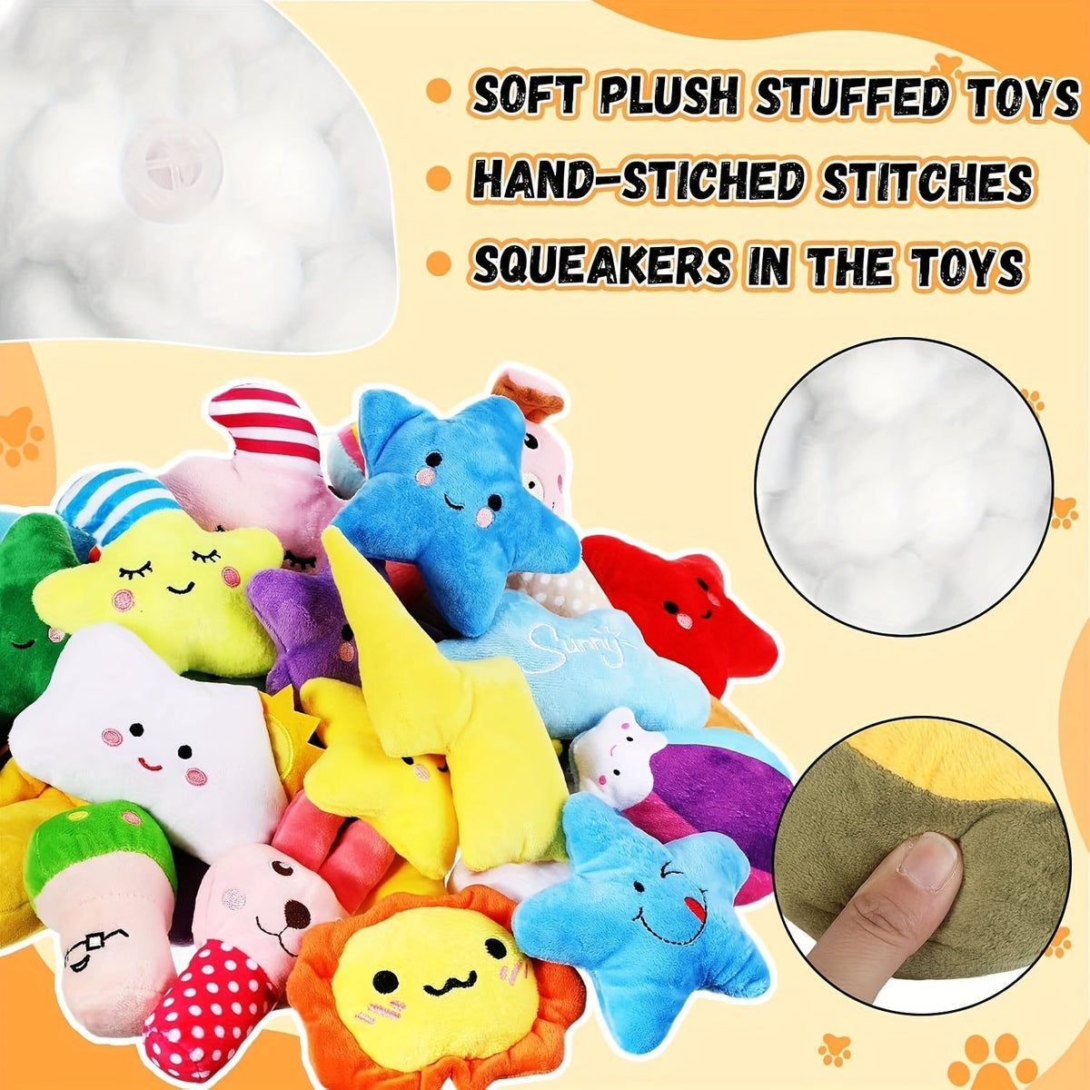 Dog Toys 80-Piece Squeaky Plush Assortment with Fruit, Animal and Novelty Shapes for Small or Medium Dogs — image 2