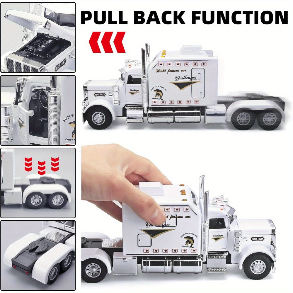 Semi Truck Toy 1:24 Scale Die-Cast Metal Pull-Back Alloy Semi-Trailer Truck with the Listed Color, Size or Set Options for Ev