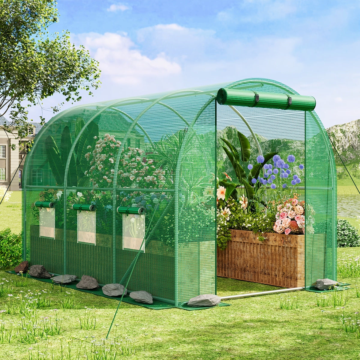 Outdoor Walk-In Greenhouse 10x6.6x6.6 FT – Dual Zippered Screen Doors, 6 Screen Windows & Reinforced Frame — image 1