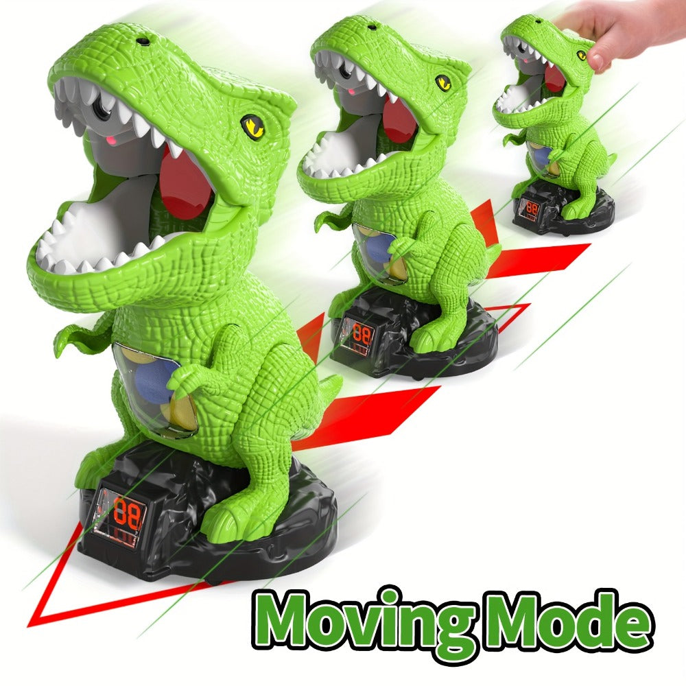 Dinosaur Shooting Game Toy with Sound Light & Spray, Movable Dino Target Launcher Set with Foam Bullets & Goggles for Boys Ki
