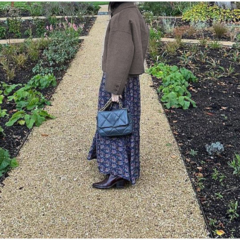 Lapel Long Sleeve Short Button Coat Fashion Women Baggy Casual Jacket