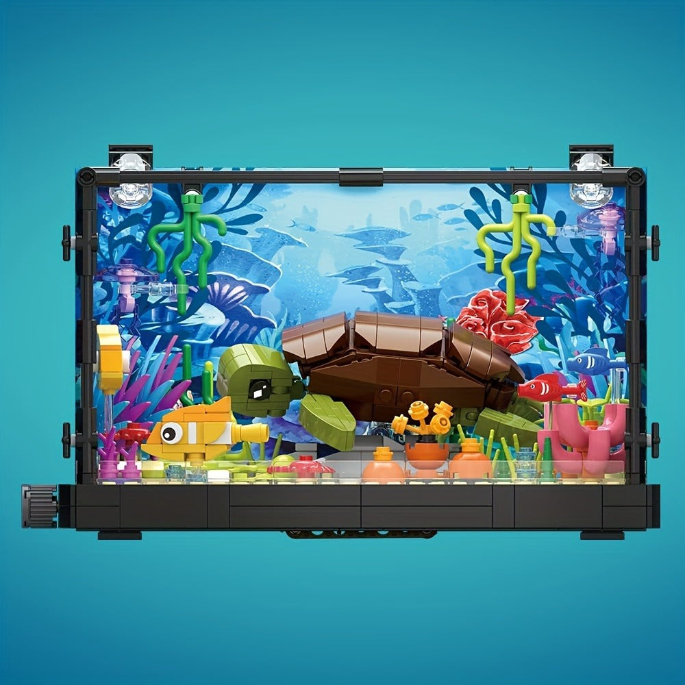 Building Block Set Marine Turtle Aquarium Model MY072 with Framed Underwater Scene and Hanging Sea Details — image 4