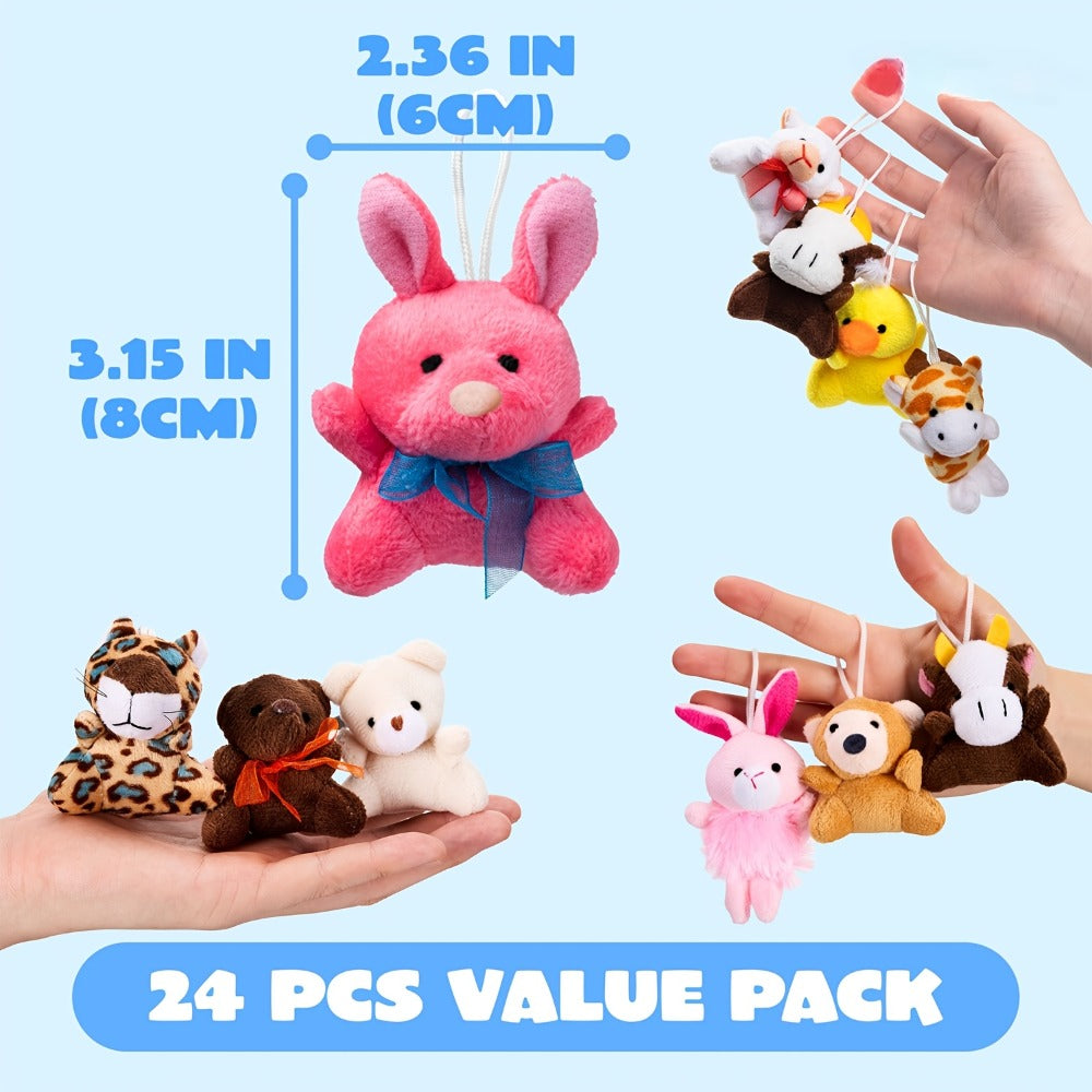 24-Piece Mini Plush Animal Keychain Set with 2.4–3.2 Inch Assorted Figures and Hanging Loops — image 2