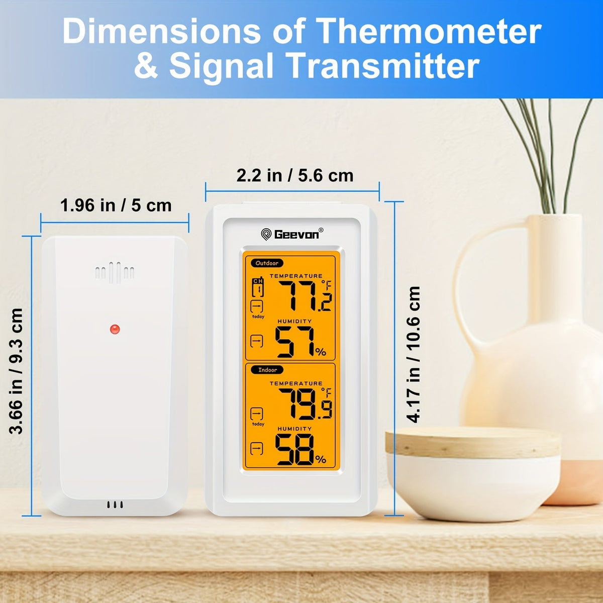 Wireless Thermometer | Digital LCD Indoor Outdoor 3 Sensor Baby Room — image 3