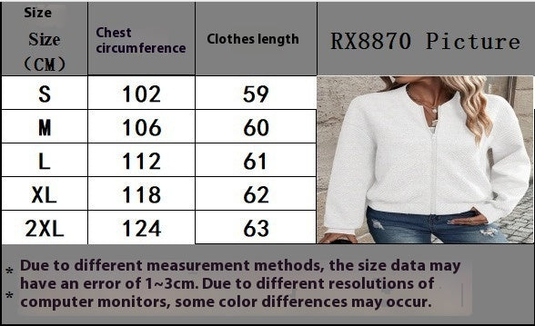 Solid Color Zipper Jacket Coat For Women