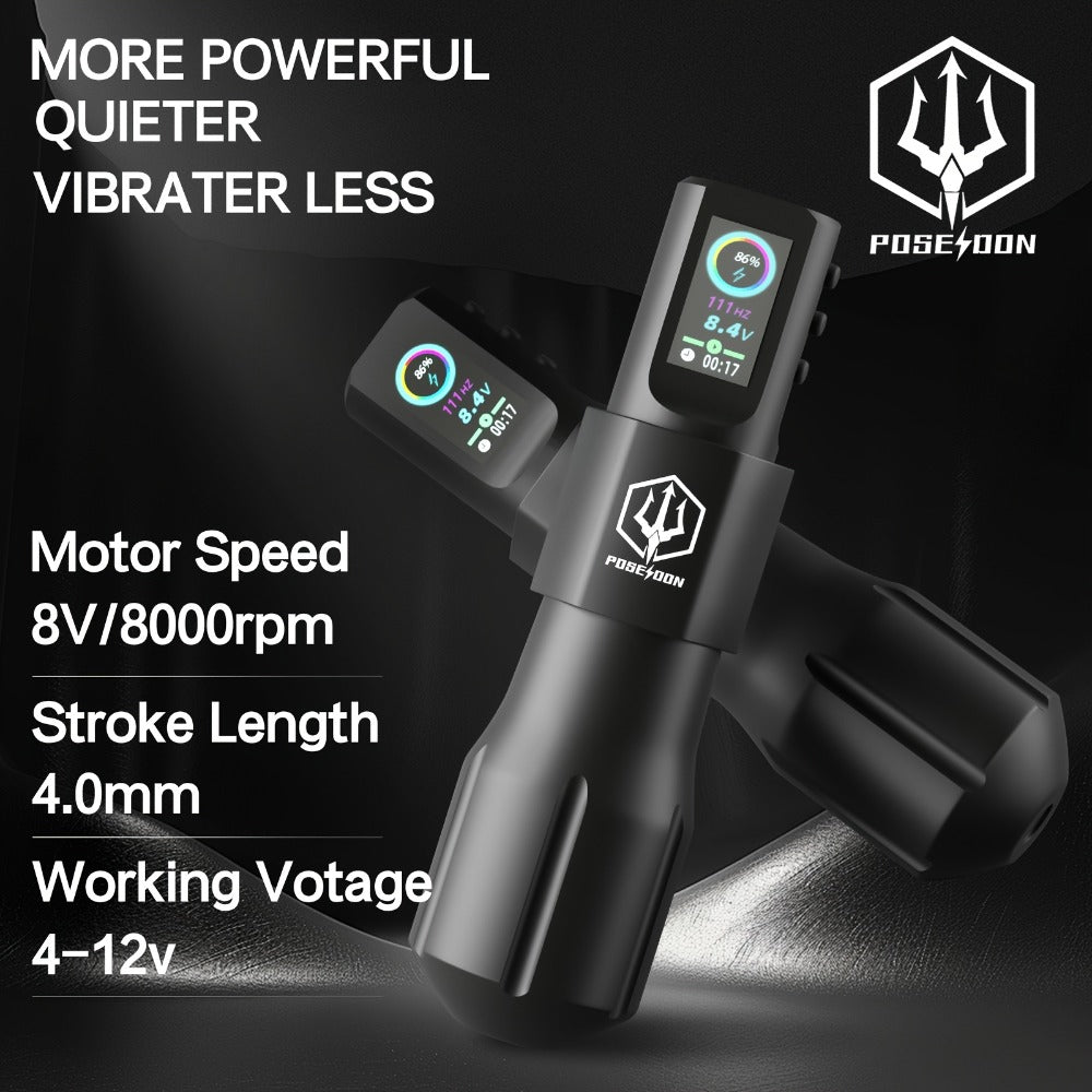 POSEIDON LTK08 Tattoo Kit with 1800mAh Color-Display Pen, 20 Cartridges, 11 Inks and Carry Case — image 2