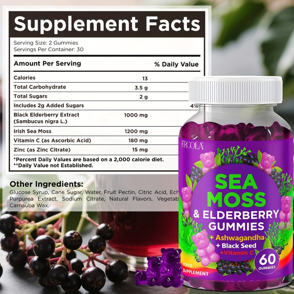 9-in-1 Sea Moss Gummies with Shilajit, Elderberry, Ginger, Turmeric, Ashwagandha & Black Seed Oil — image 7