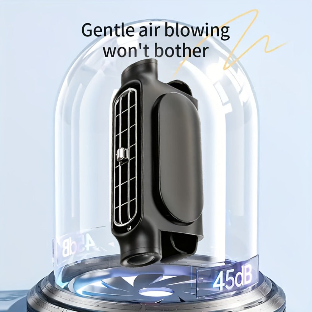 Bladeless Car USB Fan – 3-Speed Silent Cooling, Fits All Vehicles, Car Seat Fan with USB Charging Cable, Black & White — imag