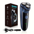 Electric Shaver Cordless Rotary Grooming Kit with USB Charging Cable in Blue or Black for Daily Use — image 11