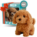 Electronic Plush Puppy Toy Walks Barks Wags Tail, Realistic Robotic Teddy Poodle Dog Stuffed Animal with Gift Box for Kids To