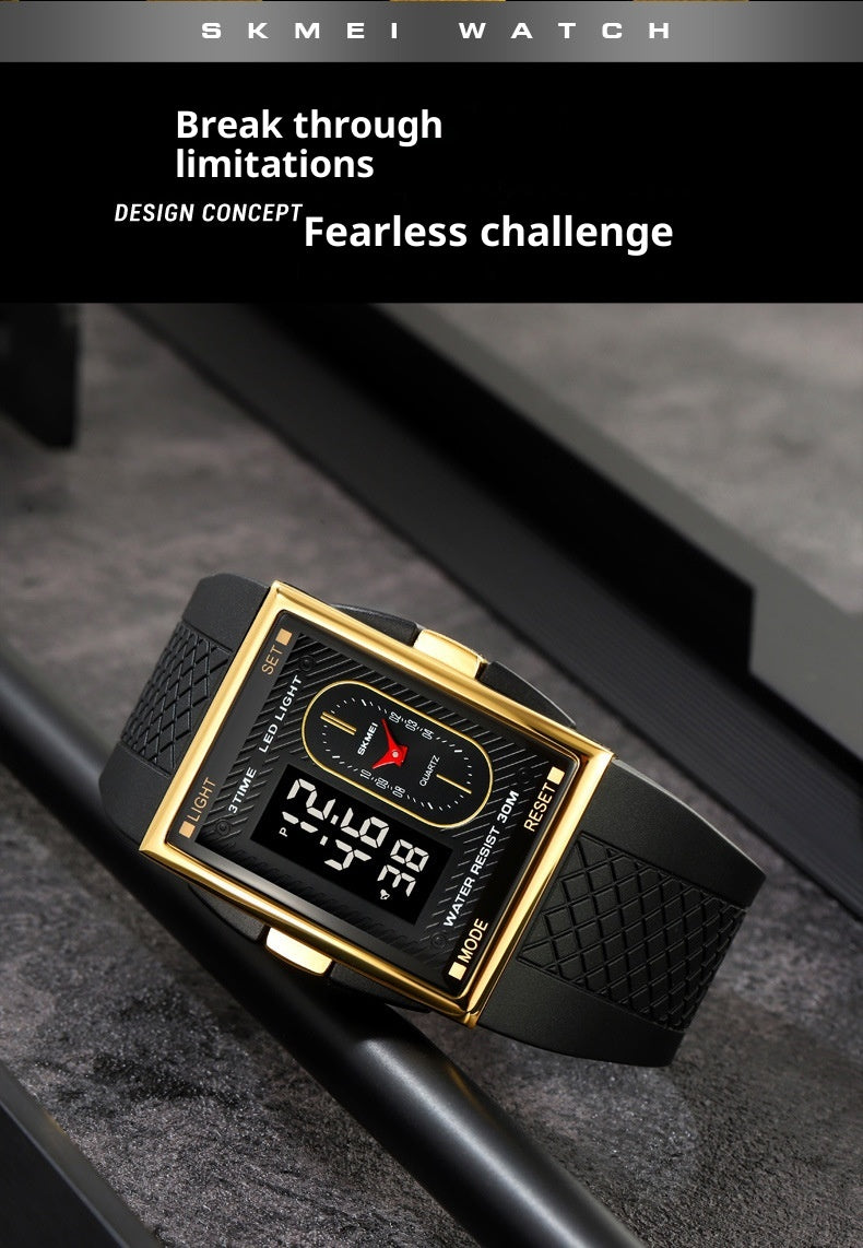 Simple Student Youth Fashion Trend Double Display Multi-functional Sports Waterproof Electronic Watch