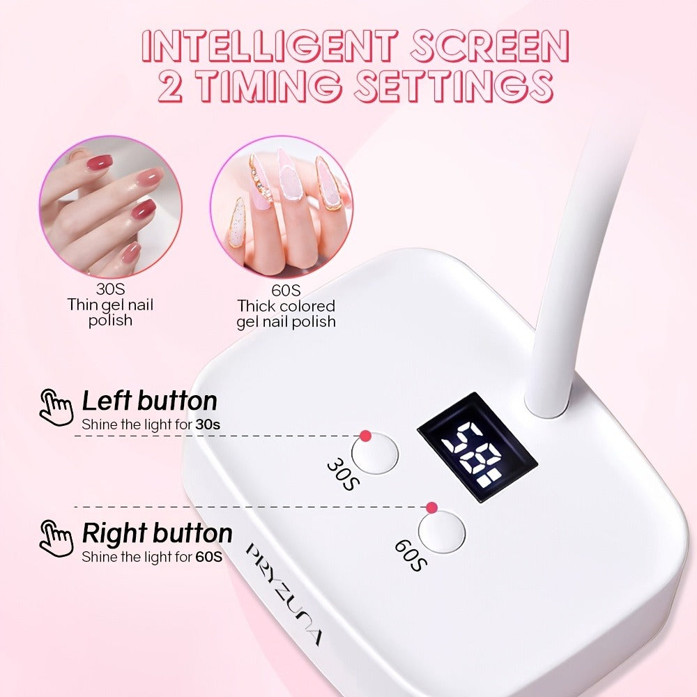Gooseneck Stand LED Nail Lamp with Nine Dual-Light Beads, LCD Base, Two Timers and Type-C Charging — image 6