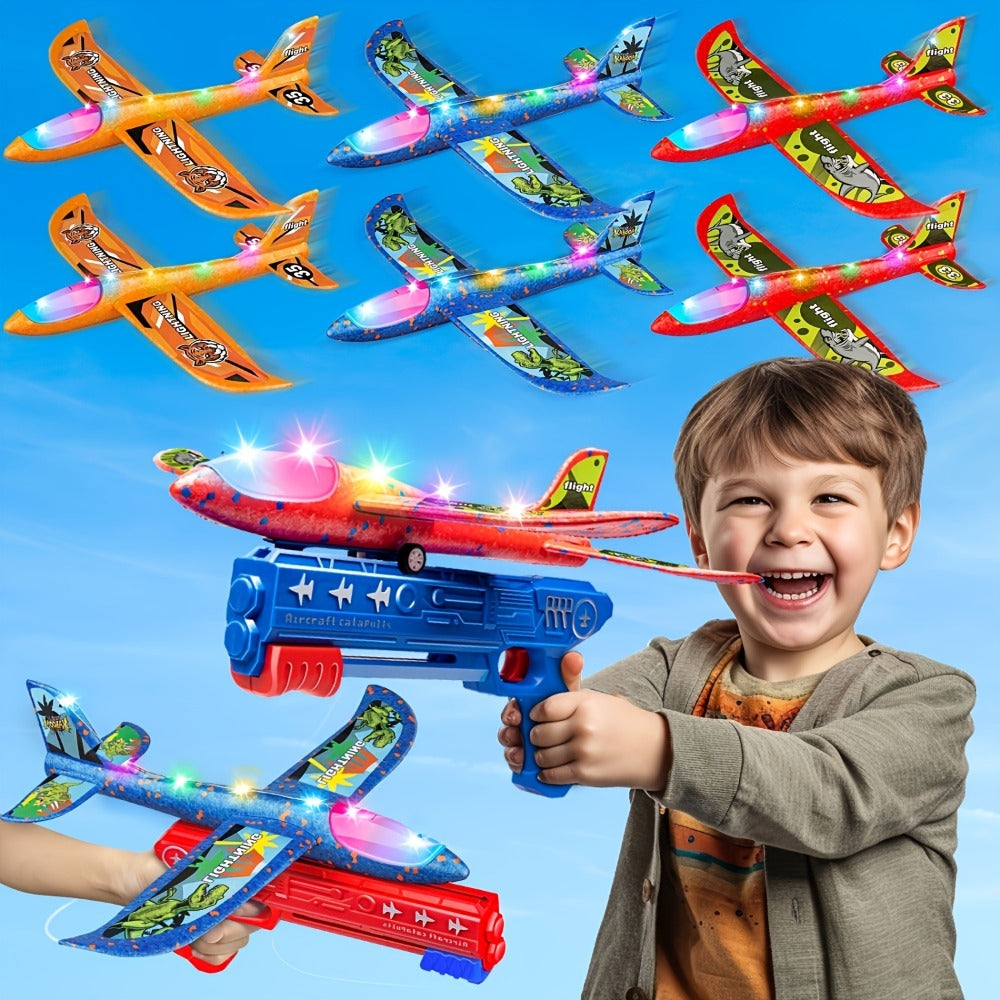 Airplane Launcher Toy Set with 3 Planes & Stickers for Kids Ages 3-12 with the Listed Color, Size or Set Options for Everyday