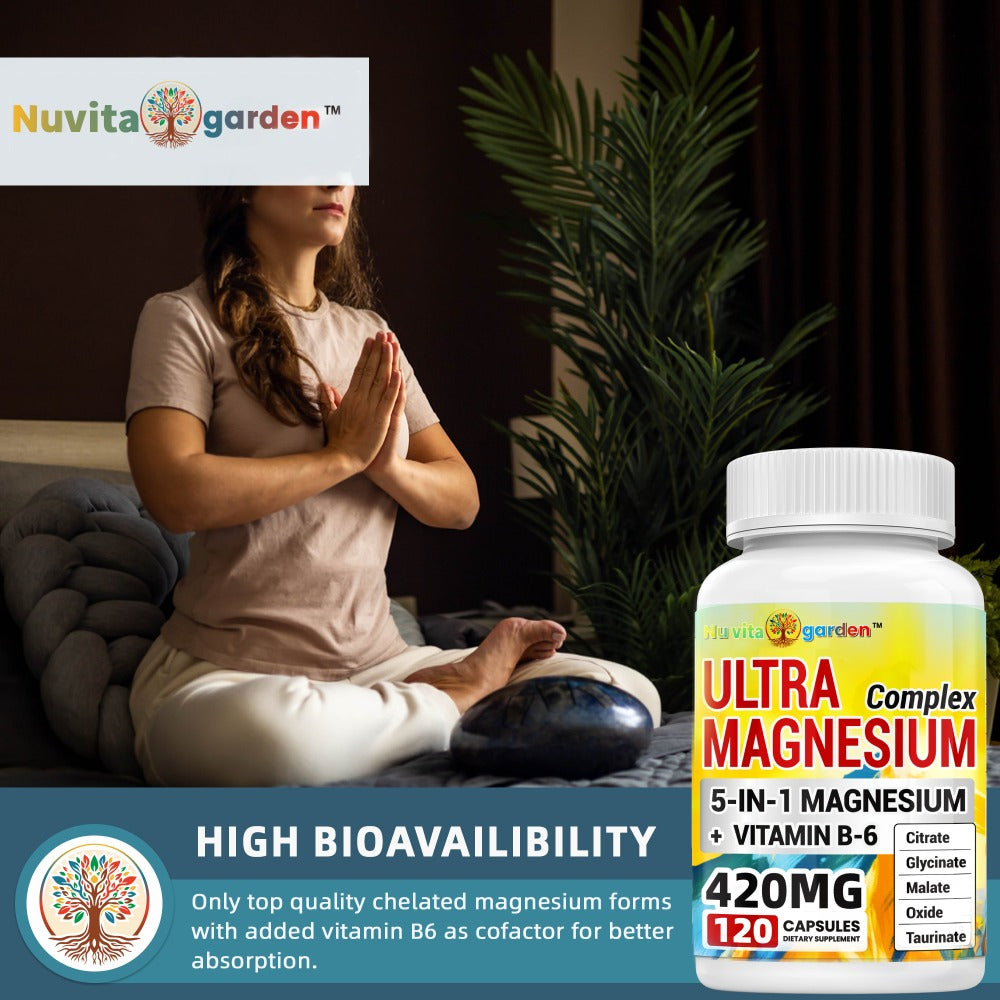 Magnesium Complex 420mg Capsules 120 Count with Vitamin B6 for Bath Time, Home Spa and Personal Care — image 5