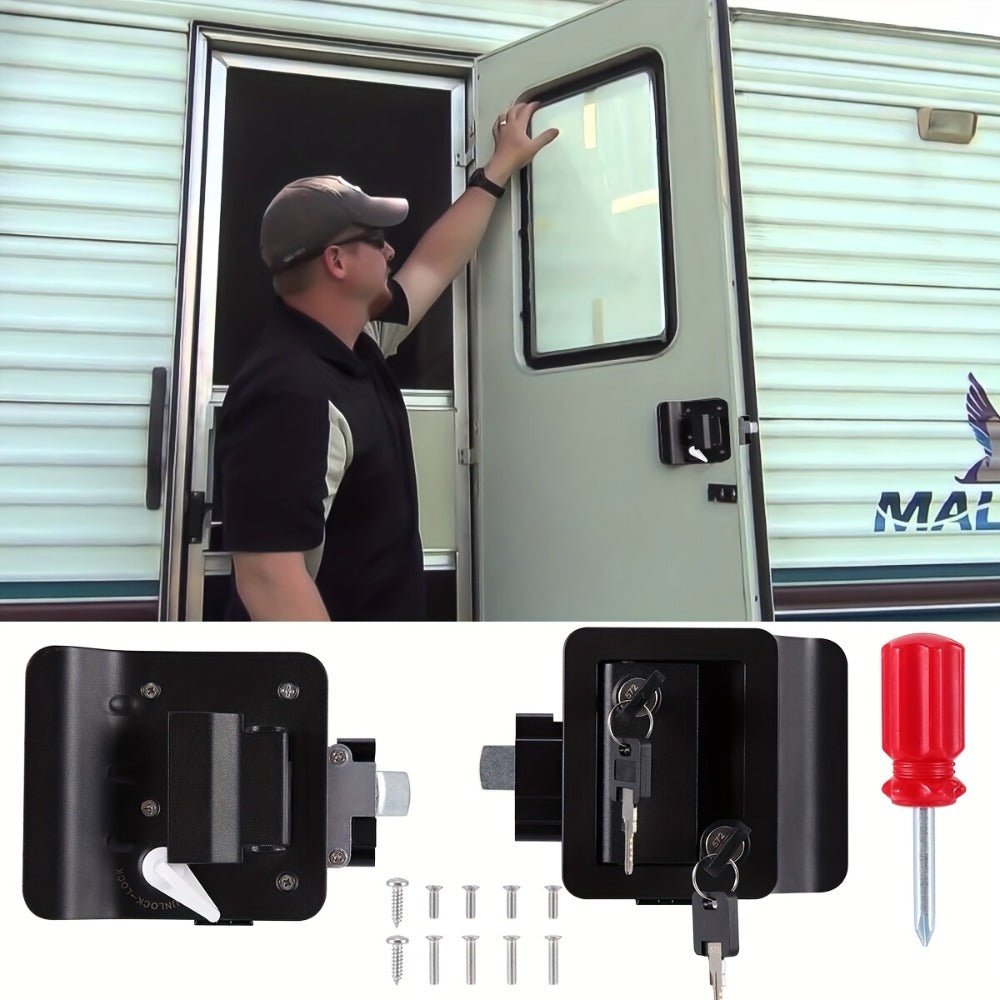 RV Door Lock Replacement – Travel Trailer Entry Door Lock with Deadbolt, Fits 2-3/4" x 3-3/4" Hole, 1-1/4" to 1-1/2" Door Thi