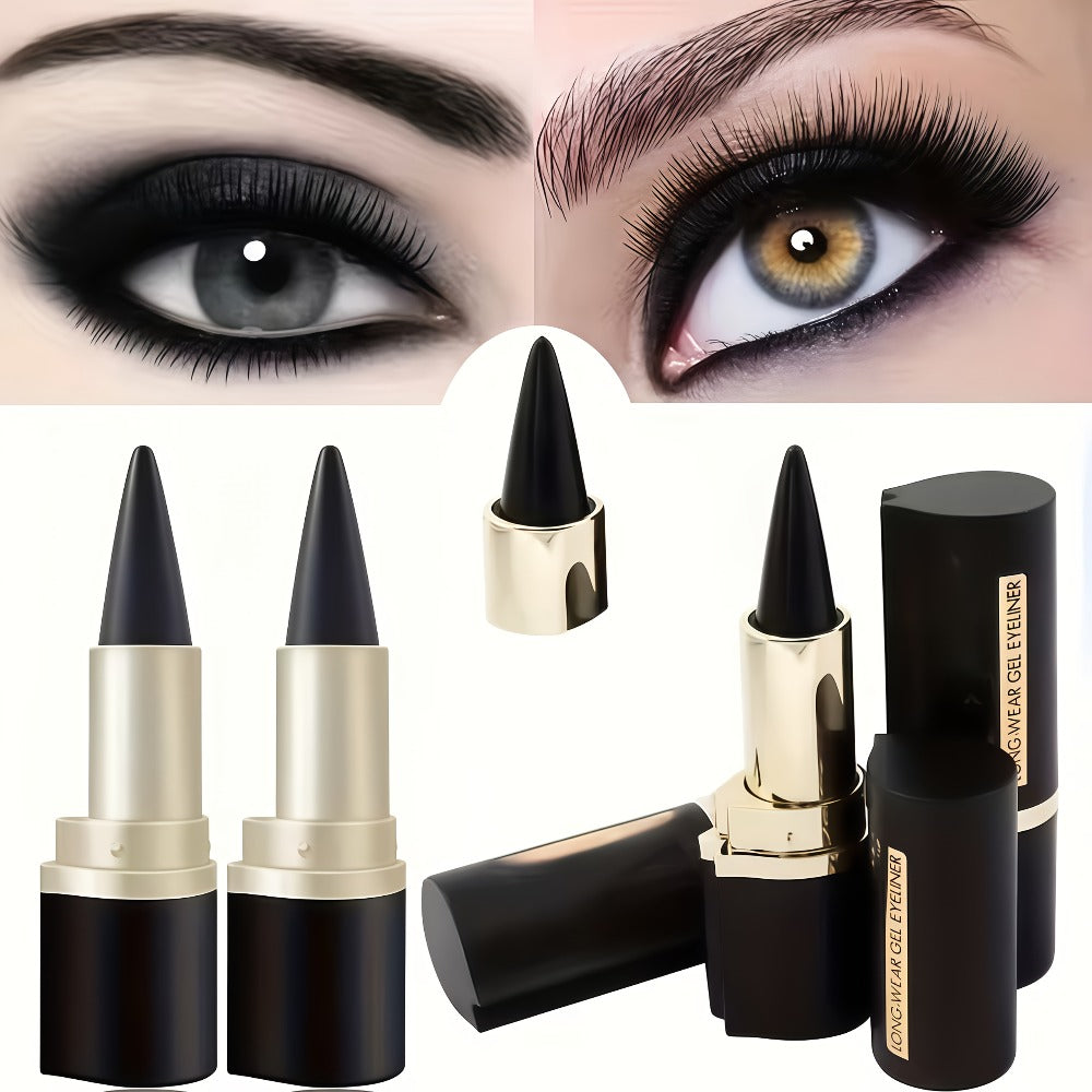 Compact Matte-Look Black Cone-Tip Eyeliner Set with Three Twist-Up Sticks in Black and Gold Cases — image 1