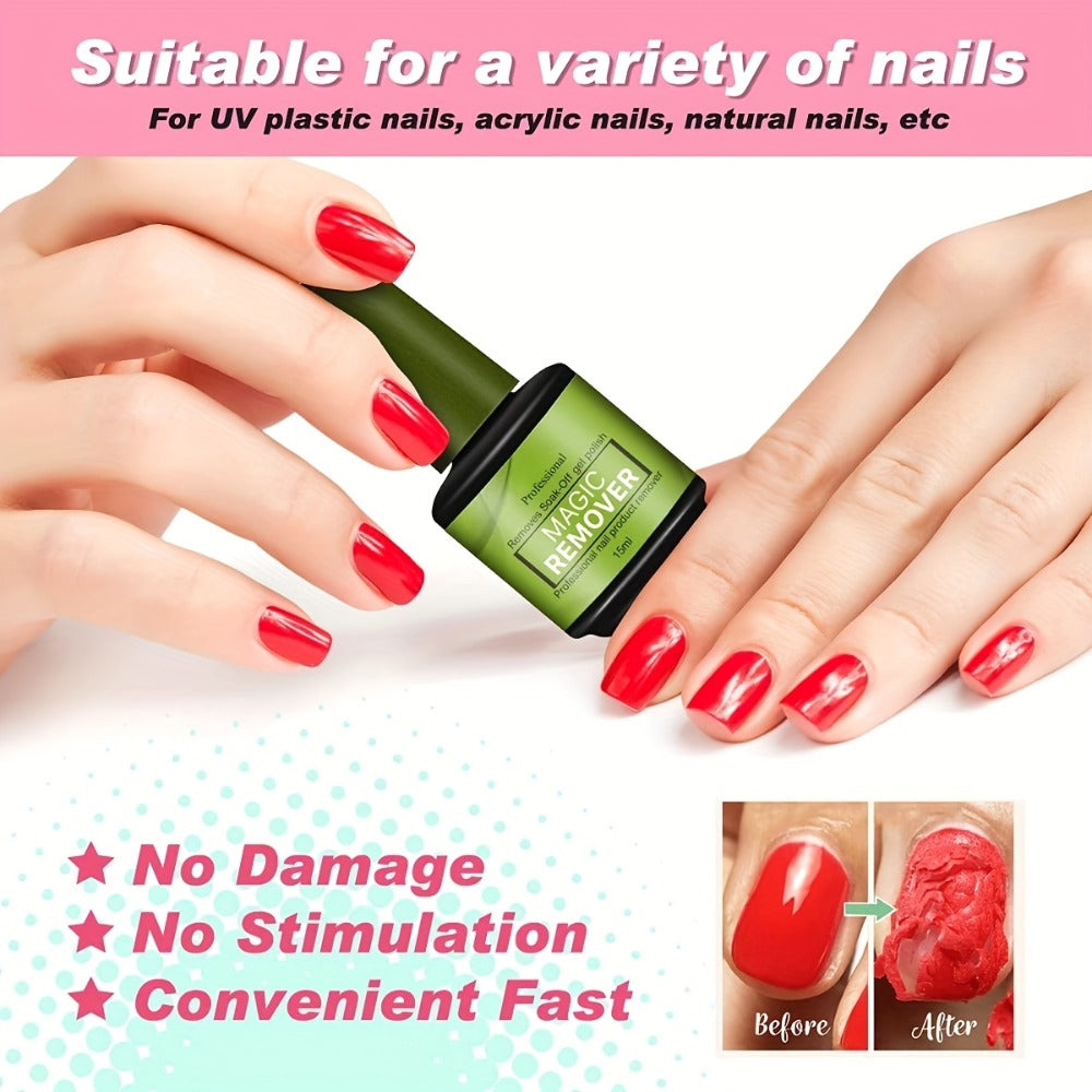 Gel Nail Polish Remover 3pcs Set – Soak Off Gel Nails, Nail Glue & Acrylic Nails in 2-3 Minutes | Fast Gentle Formula for Hom
