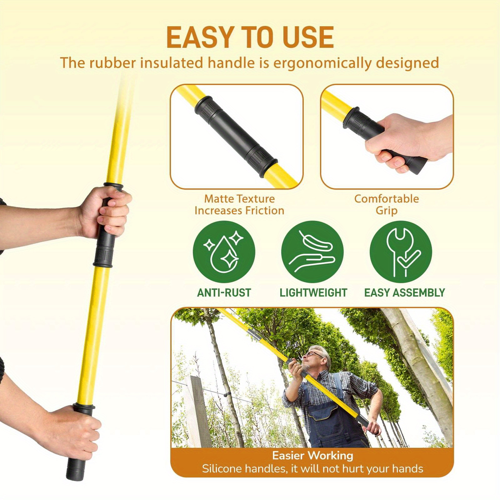 Extendable Pole Saw 26ft 2-in-1 Manual Tree Pruner, High Reach Branch Trimmer with Pruning Saw & Rope Cutter for Yard & Garde