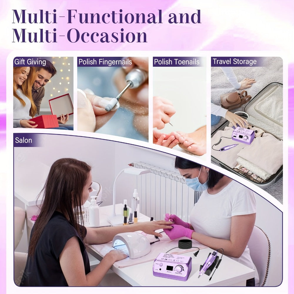 Nail Drill Kit 35000 RPM with 100 Sanding Bands Multiple Drill Bits Electric Nail File for Acrylic Gel Nails Manicure Pedicur