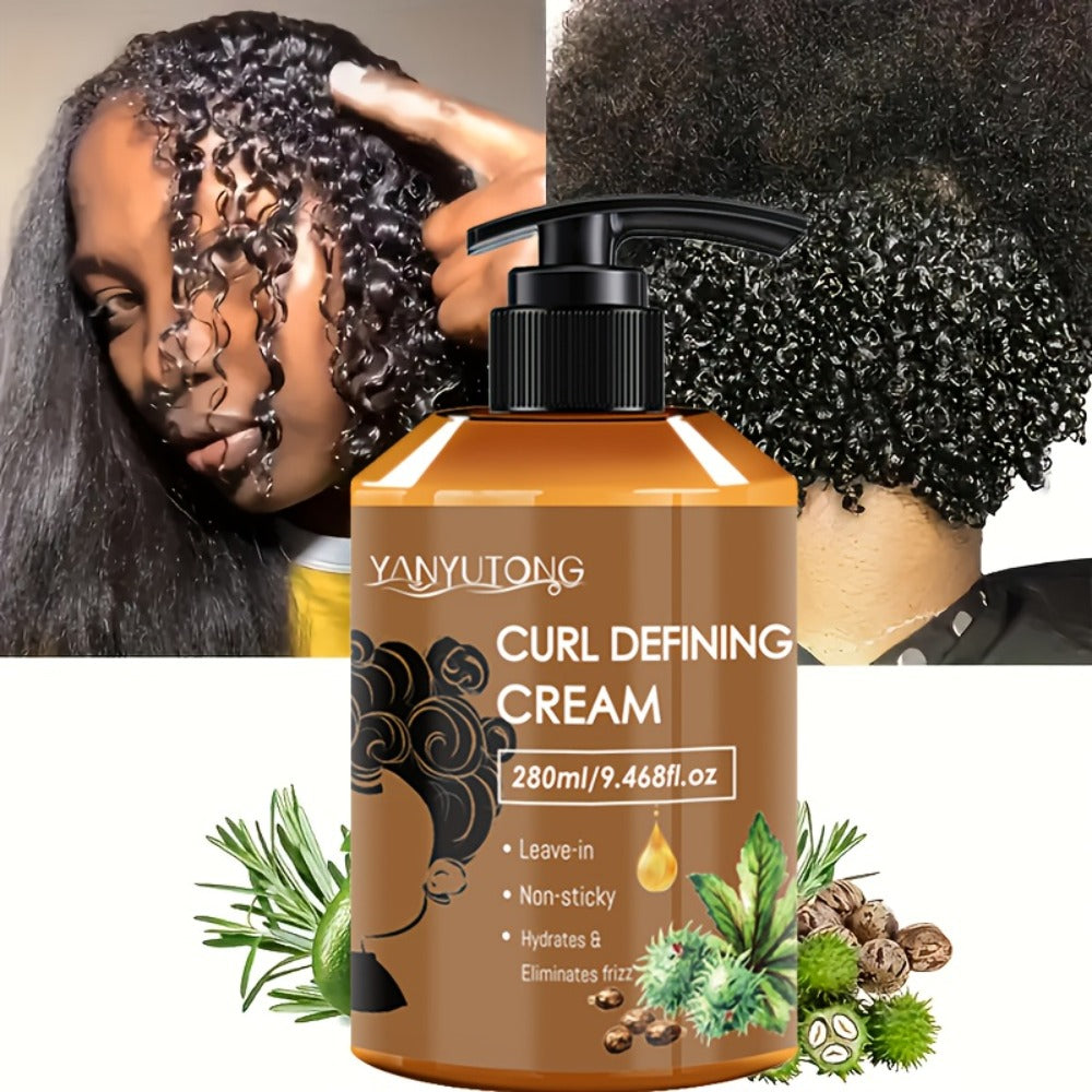 Curl Setting Cream with Castor Oil 280ml – Moisturizing Long-Lasting Curl Definition & Frizz Control, Non-Greasy Lightweight 