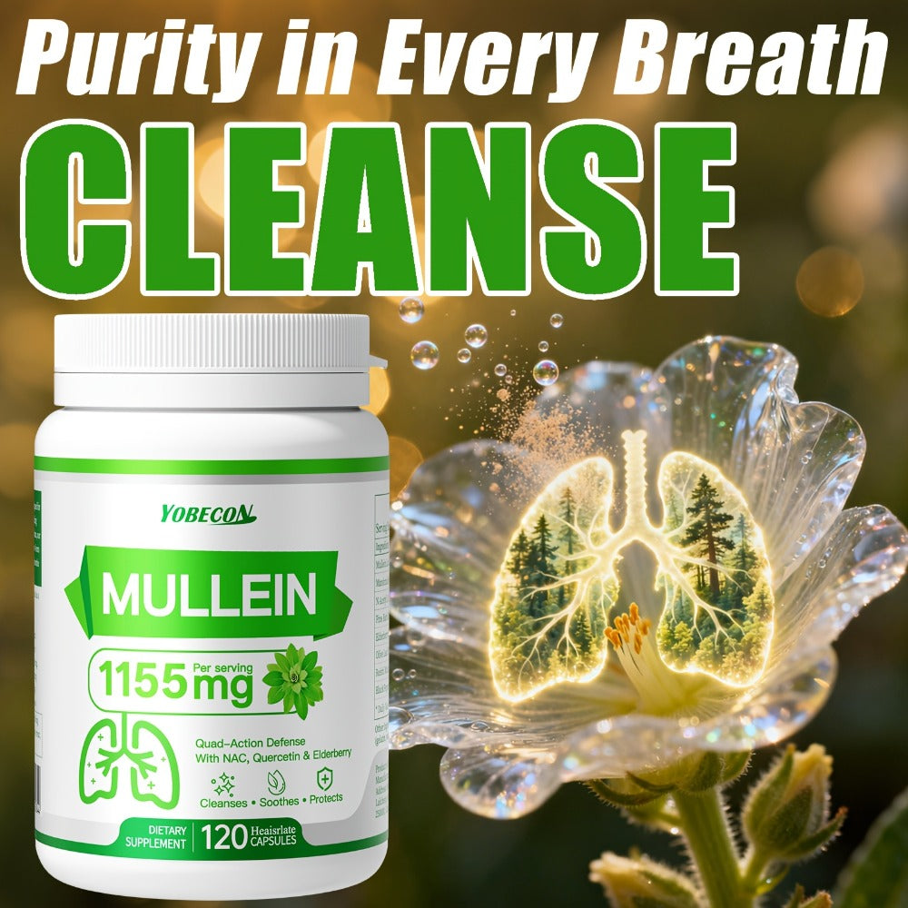 Herbal Supplement with YOBECON Label, Mullein NAC Quercetin Elderberry 1155mg per Serving, 120 Capsules — image 1
