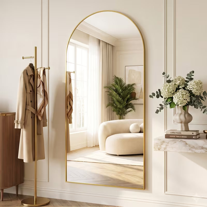 Oversized Arched Full Length Floor Mirror with Stand