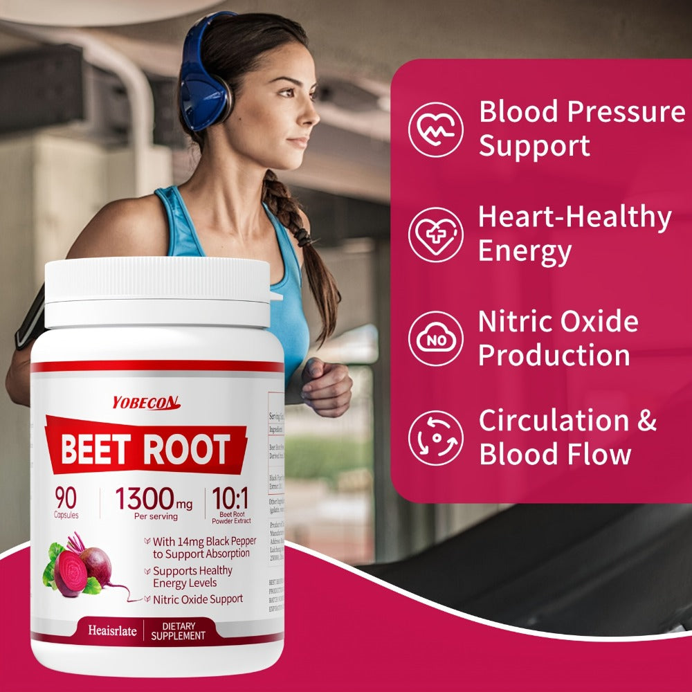 Dietary Supplement Beet Root 1300mg Vegetarian Capsules with One-, Two- or Three-Bottle Options — image 7