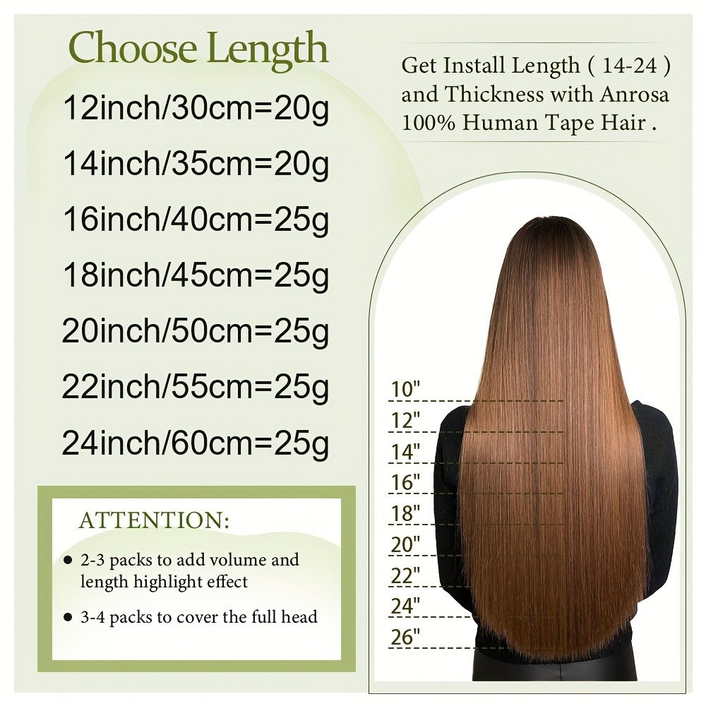 Hair Extensions Straight Brazilian Remy Human Hair Tape-In Set with 10 Pieces, 12–24-Inch Lengths and 11 Colors — image 6