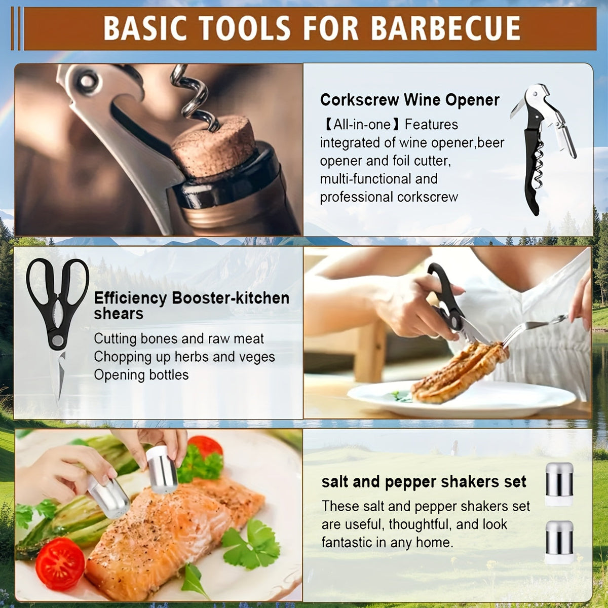 Thirty-Five-Piece BBQ Grill Tool Kit with Thermometer, Two Grill Mats, Heat Glove and Carry Case — image 4