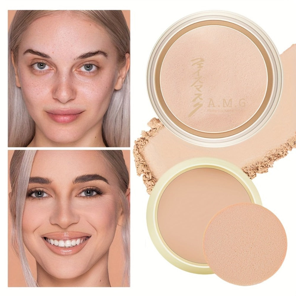 Oil Control Setting Powder Kit with Concealer Puff & Brush – Wet & Dry Dual Formula, Water-Resistant Long-Lasting Matte Finis