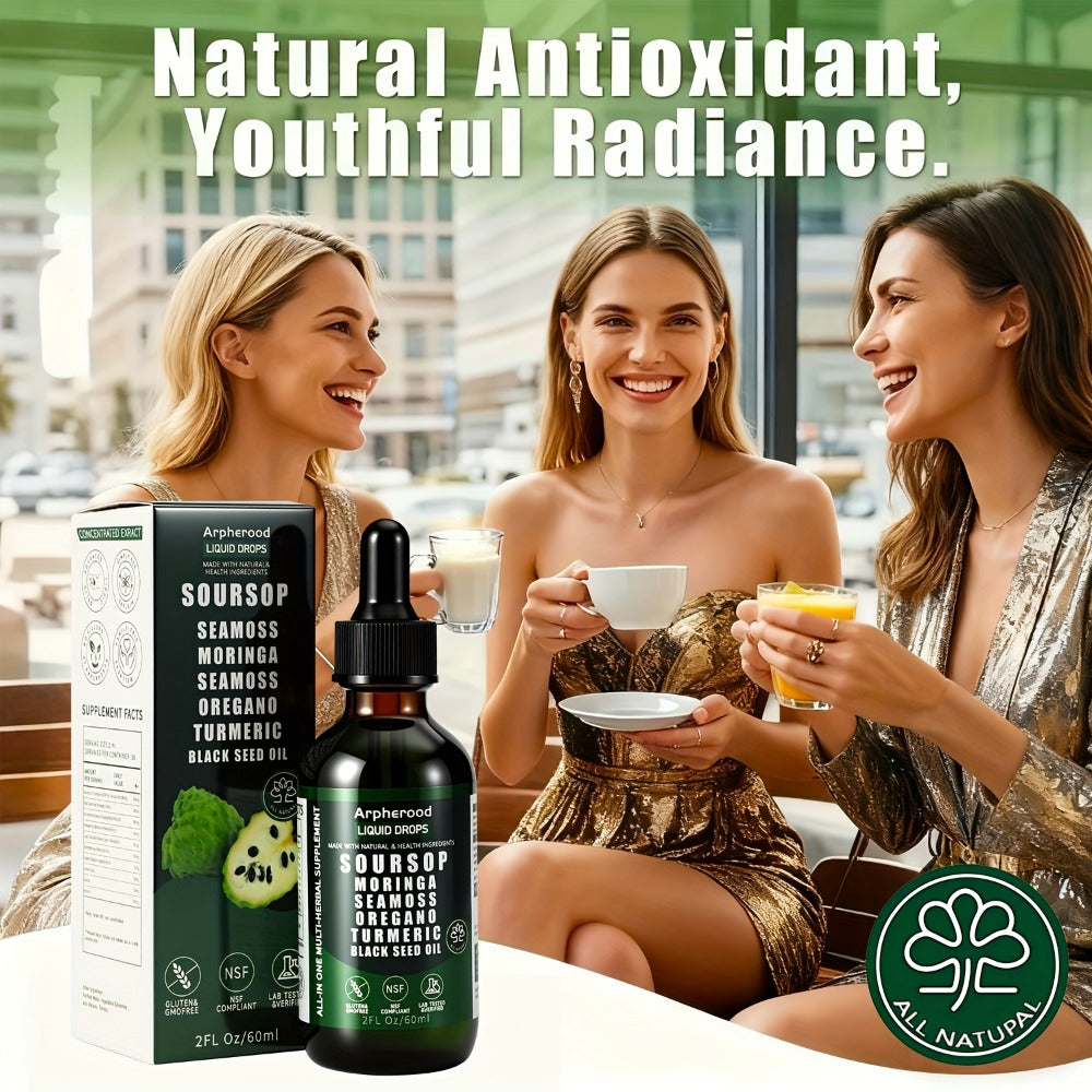 Soursop Graviola Liquid Drops 2 Fl Oz, Leaf & Fruit Blend with Sea Moss, Elderberry & Black Seed Oil — image 9