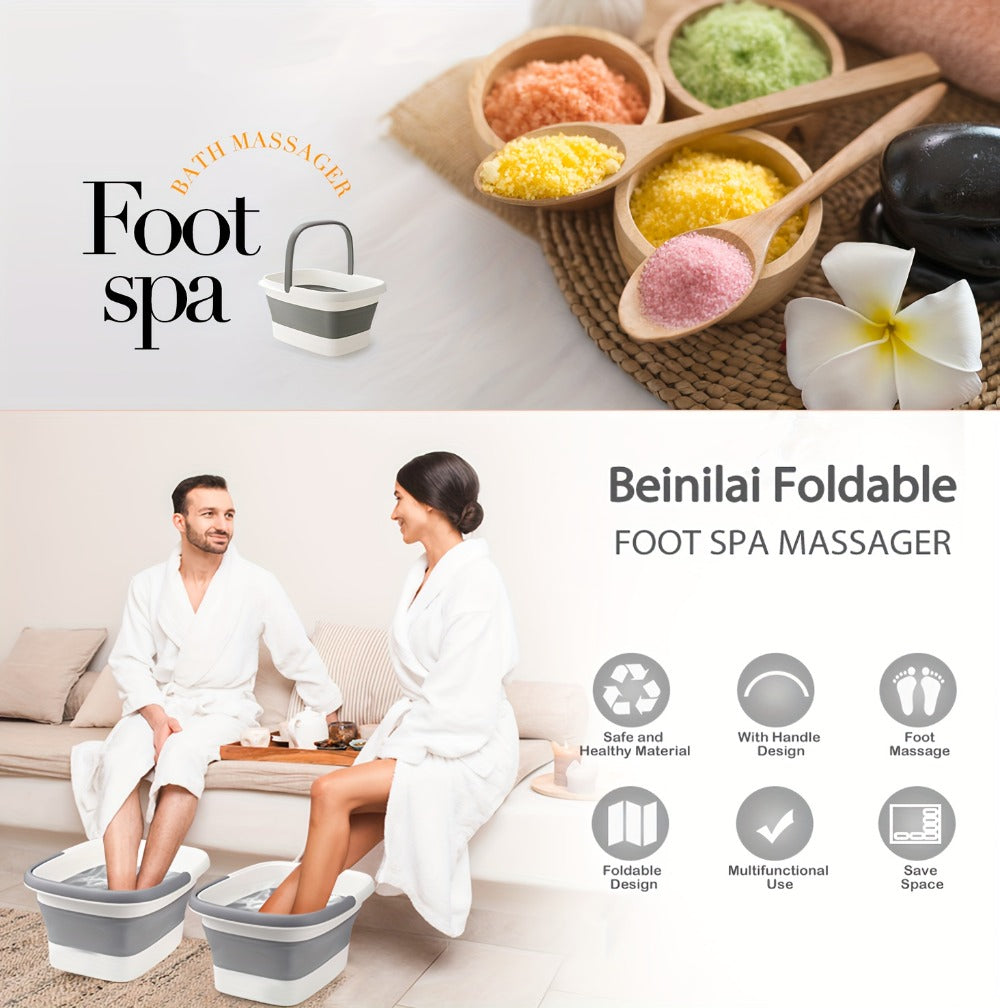 Foldable Foot Bath Tub Collapsible Foot Soak Basin 3.96 Gallon with Carry Handle Portable Pedicure Soaking Tub Space-Saving E