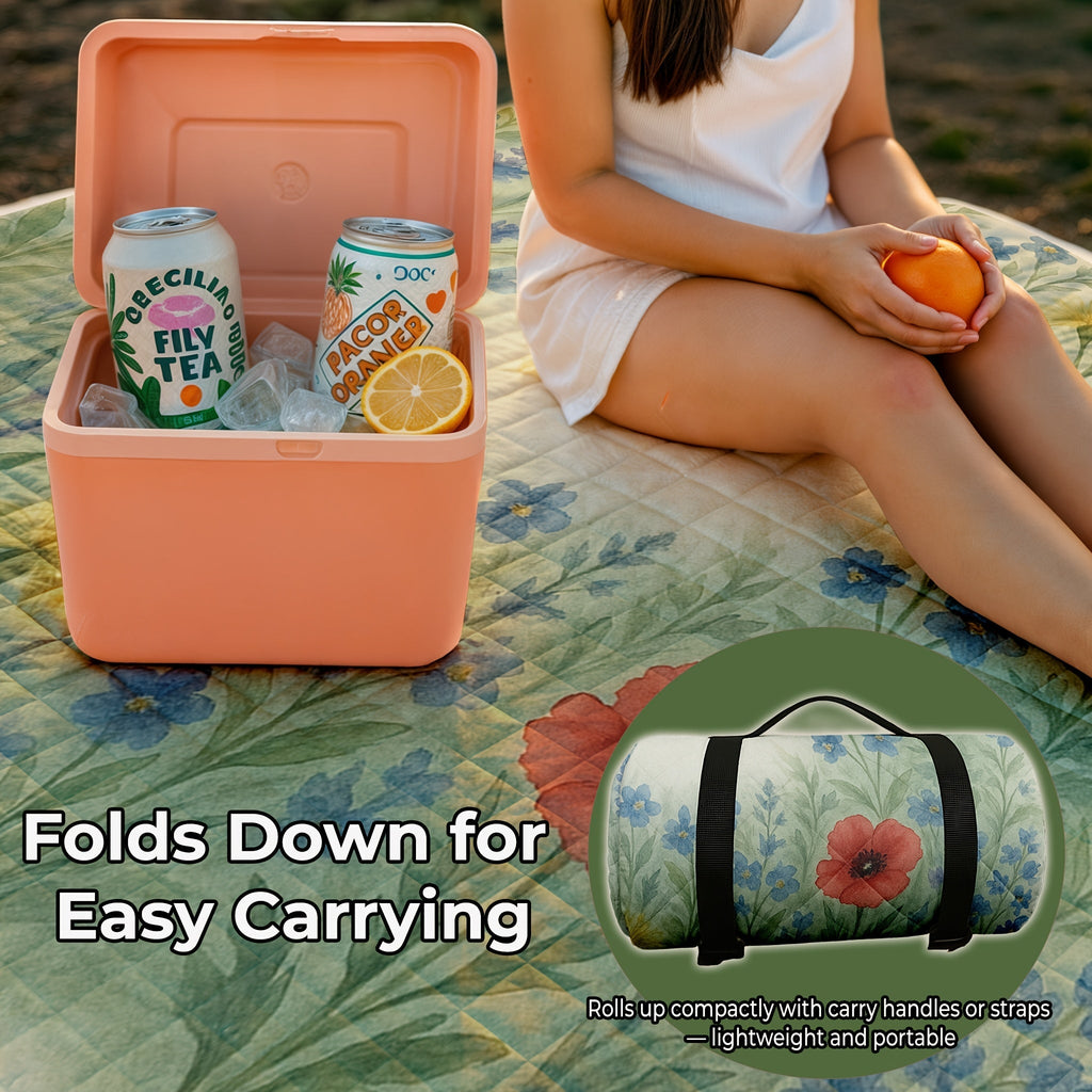 Large Padded Picnic Blanket with Roll-Up Carry Straps and Five Evidence-Bound Pattern Options — image 2
