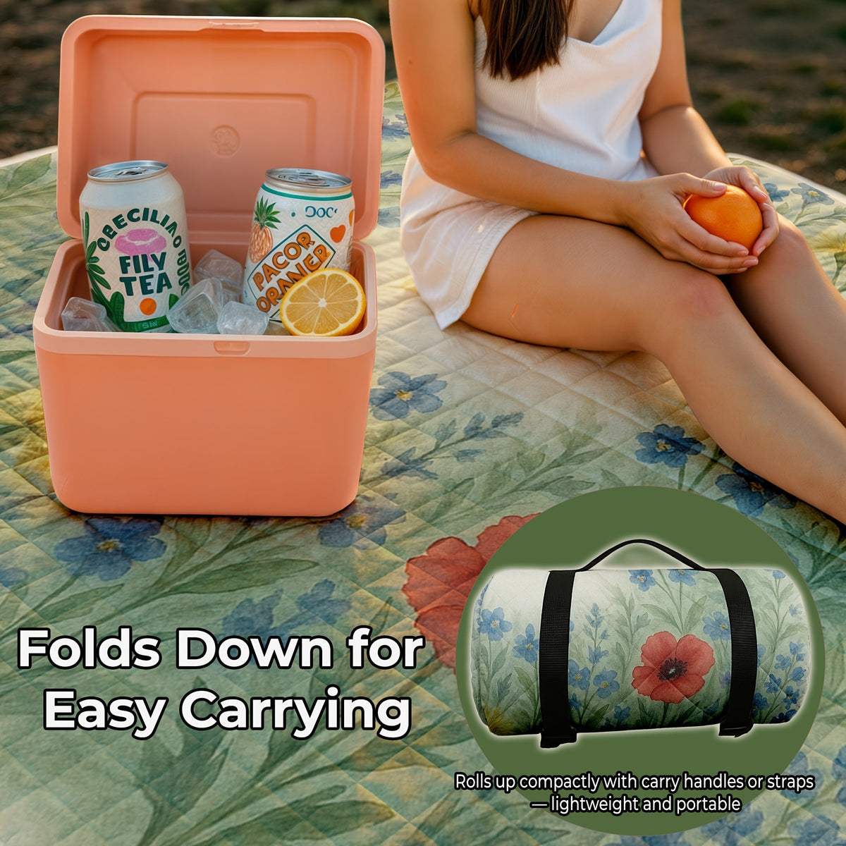 Large Padded Picnic Blanket with Roll-Up Carry Straps and Five Evidence-Bound Pattern Options — image 2